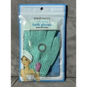 Spa Savvy Exfoliating Bath Gloves Green Polyester Bath Glove. Includes 2 gloves